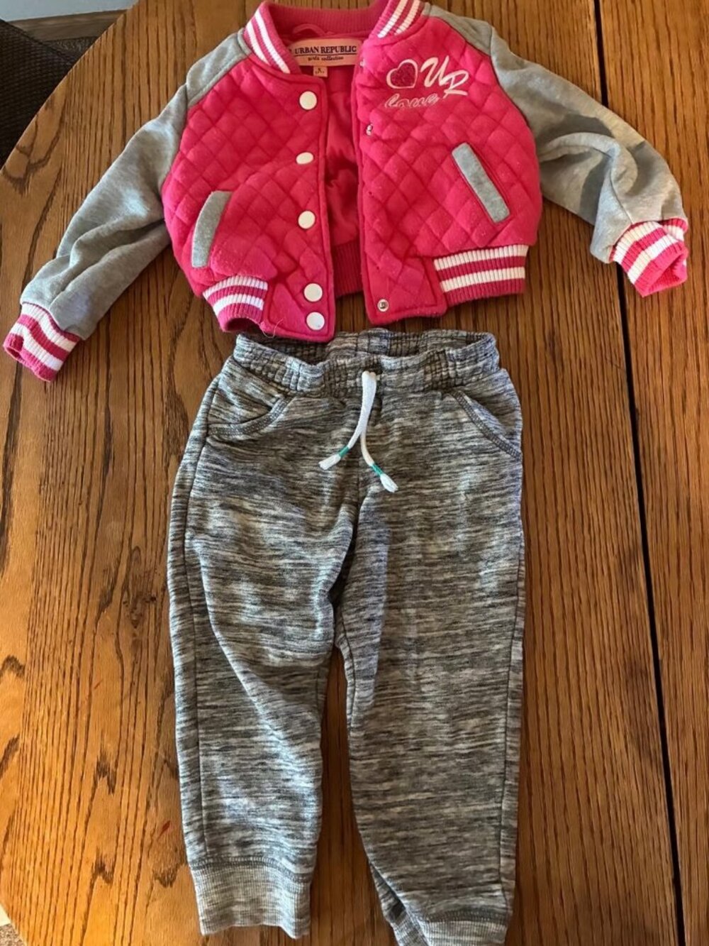 2T girls varsity jacket & sweat pants! Both like new